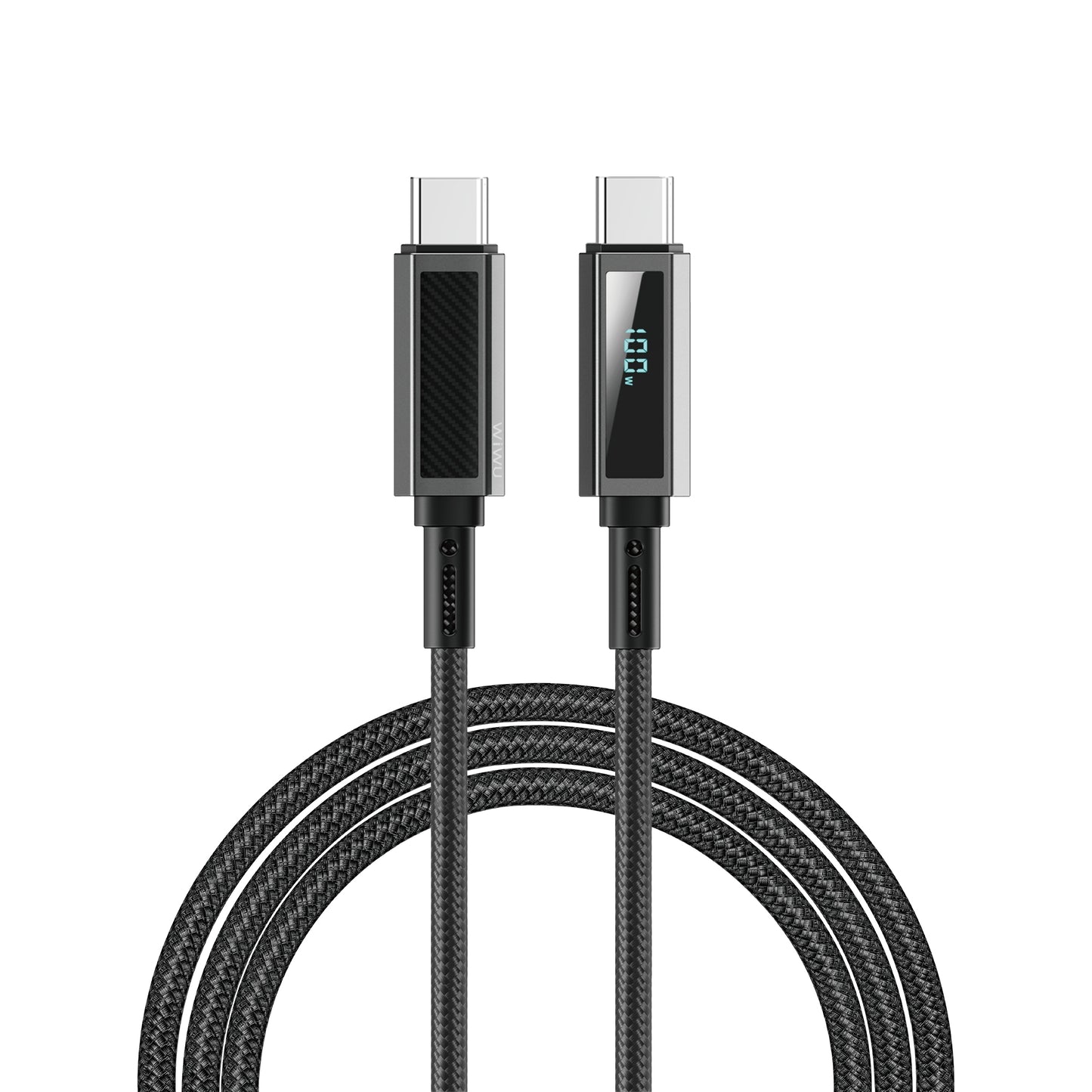WiWU Wi-C079 Warriors Link 100W Série Nylon tressé Type-C à Type-C Câble1 2m - Noir