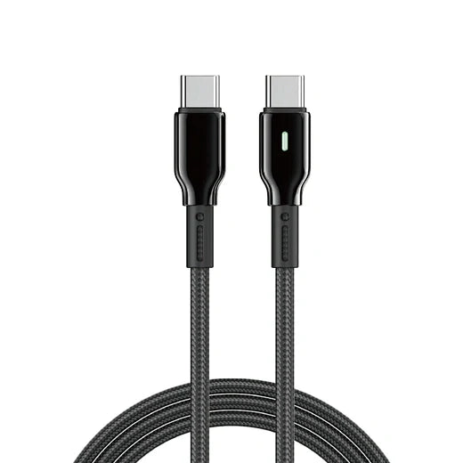 WiWU Wi-C075 DuraLink 60W série Nylon tressé Type-C à Type-C Câble 1m - Noir