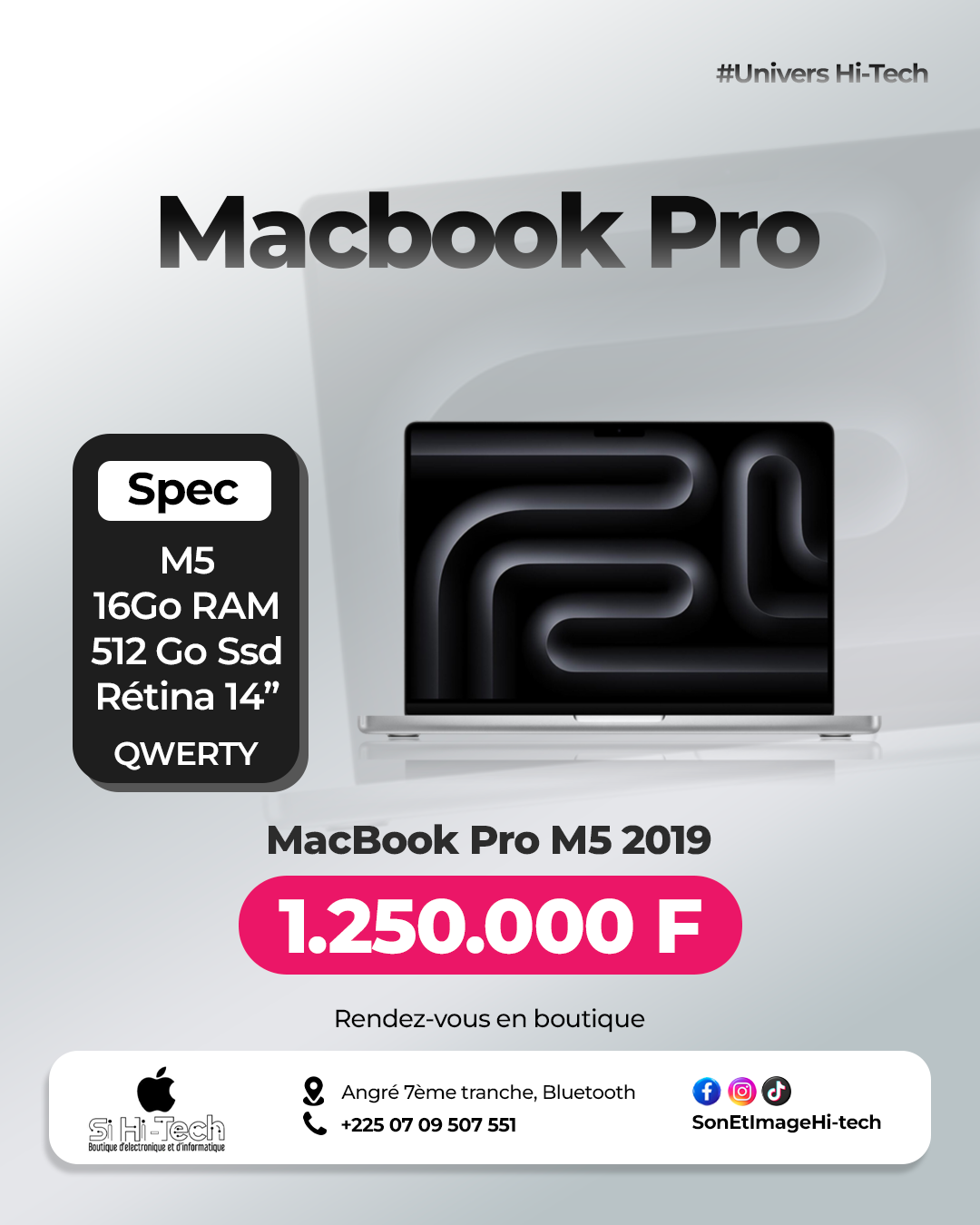 MacBook Pro M5 Pro  - 2025 - 16Go/512Go - Retina 14" - Clavier QWERTY