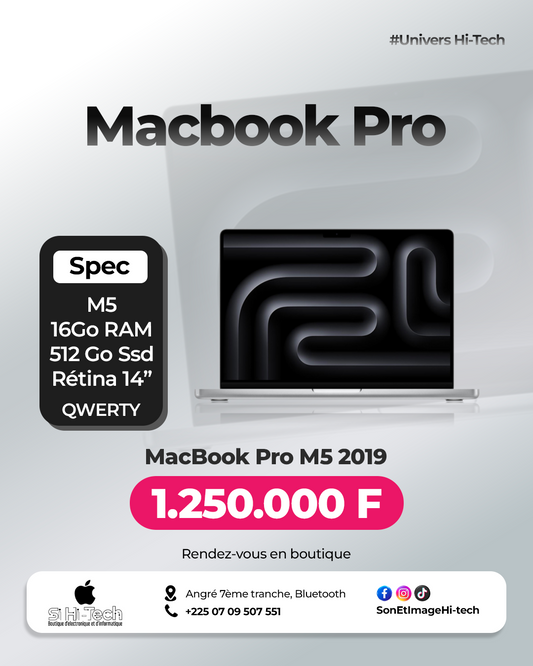 MacBook Pro M5 Pro  - 2025 - 16Go/512Go - Retina 14" - Clavier QWERTY
