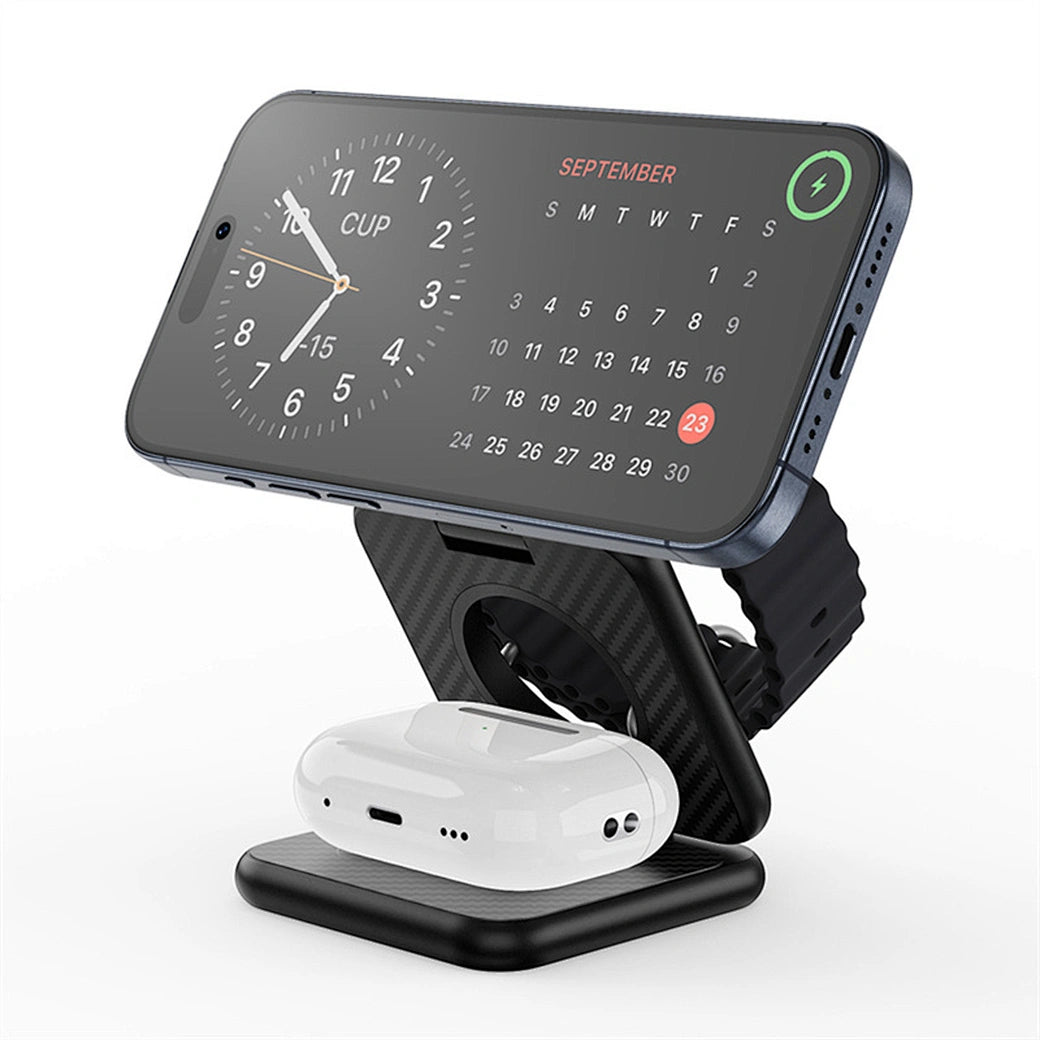 Chargeur sans fil WiWU Wi-W035 Kevlar 3 EN 1 - Noir