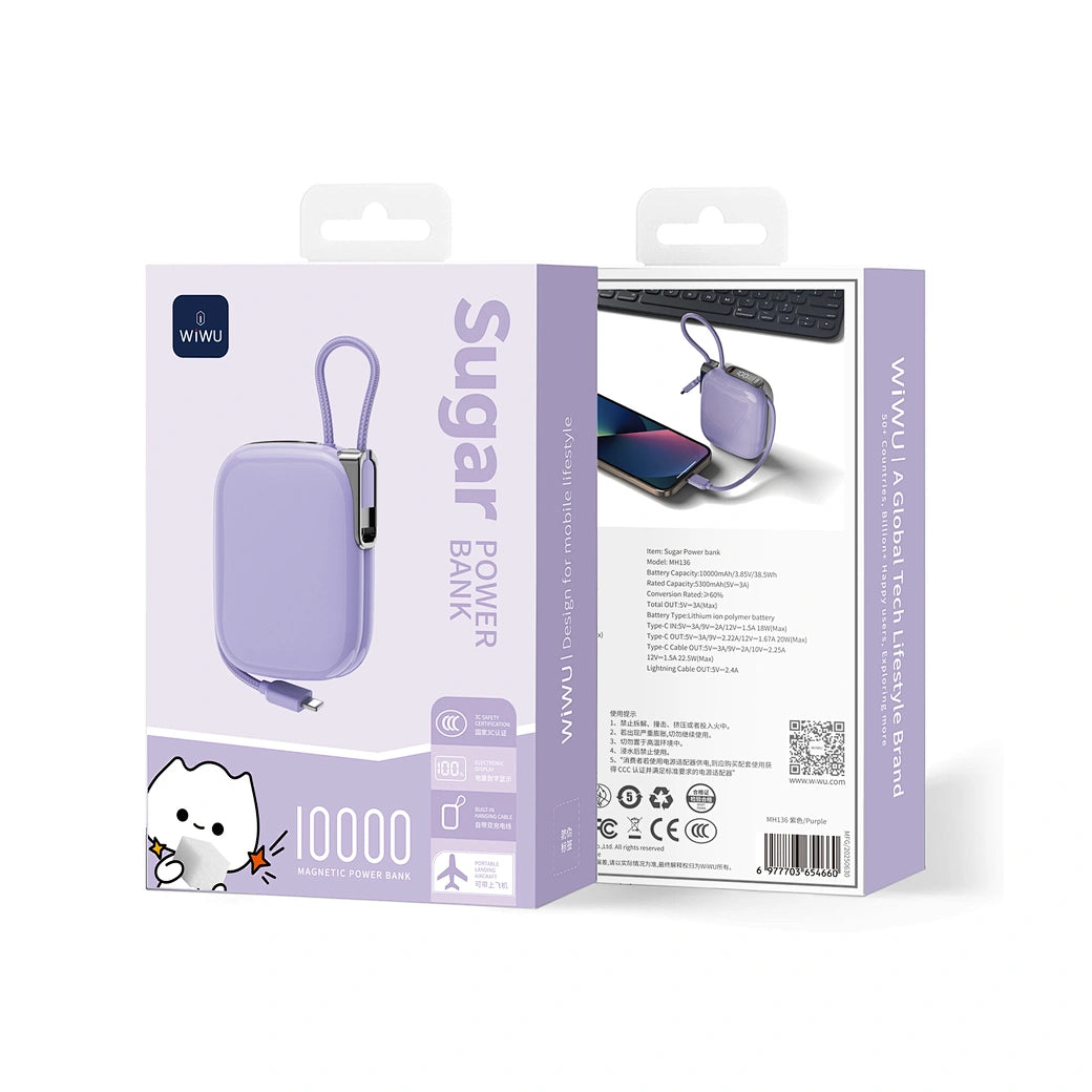 WiWU MH136 Sugar 10000mAh 22,5W 1C Banque d'alimentation - Violet