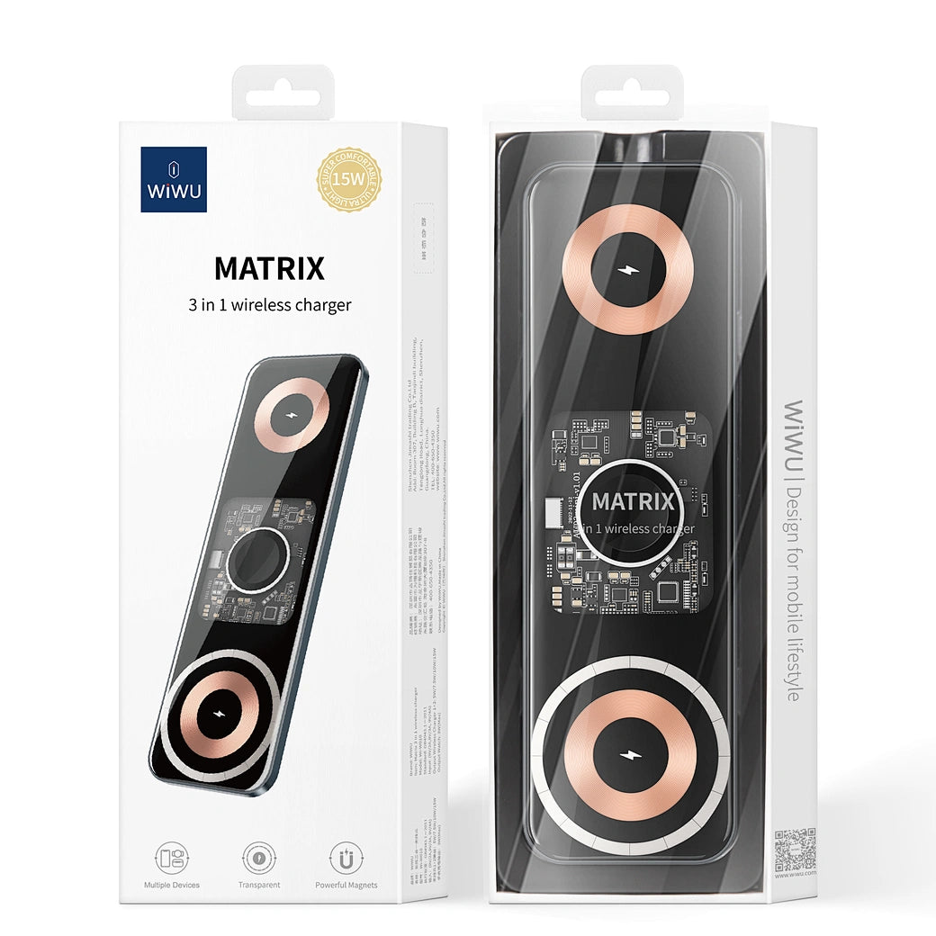 Chargeur sans fil WiWU Wi-W010 Matrix 3 EN 1 - Noir